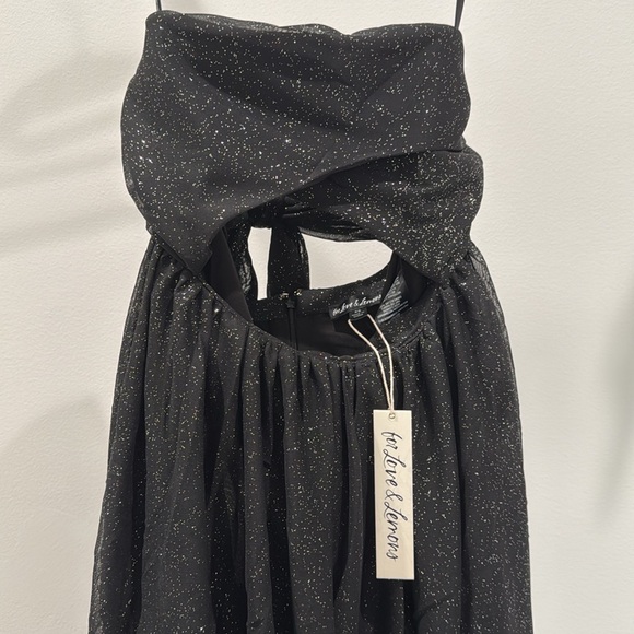 😍NWT For Love & Lemons Black Maxi ruffle strapless gown dress 😍❤️‍🔥New Years Eve - Picture 6 of 11